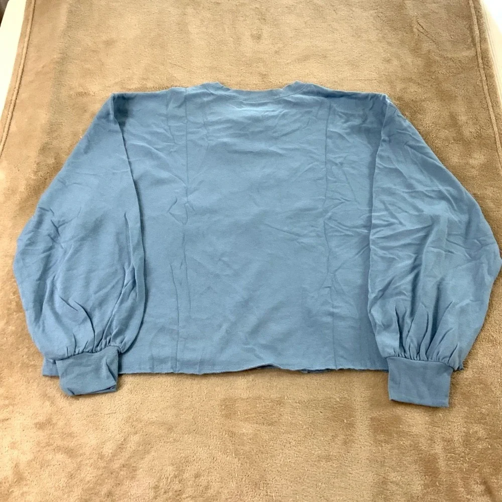 Vintage‎ Dodge Charger Cropped Sweater Women 3X Blue Graphic Frayed NEW Defect